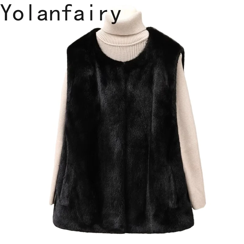 YOLANFAIRY Whole Mink Natural Fur Vest Women Clothing Autumn Winter 2025 O-neck Real Fur Coat Woman Sleeveless Black Waistcoat
YOLANFAIRY Whole Mink Natural Fur Vest Women Clothing Autumn Winter 2025 O-neck Real Fur Coat Woman Sleeveless Black Waistcoat