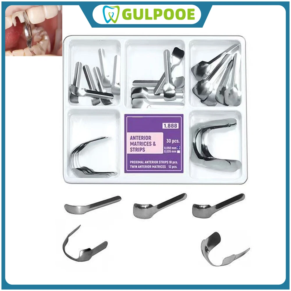 GULPOOE Dental Metal Matrix Bands Proximal Anterior Strips Matrices Twin Anterior Matrix Bands Systems Dentistry Materials
GULPOOE Dental Metal Matrix Bands Proximal Anterior Strips Matrices Twin Anterior Matrix Bands Systems Dentistry Materials