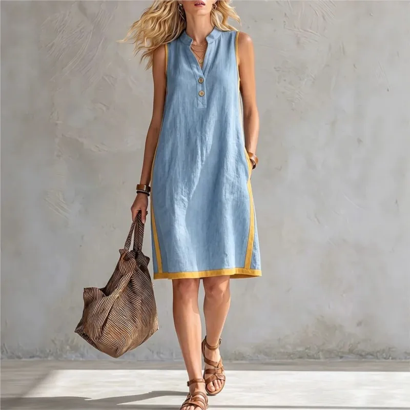 Fashion New Sleeveless Pocket Midi Dresses Women V Neck Button Casual Loose Summer Beach Vacation Tank Short Dress Vestidos
Fashion New Sleeveless Pocket Midi Dresses Women V Neck Button Casual Loose Summer Beach Vacation Tank Short Dress Vestidos