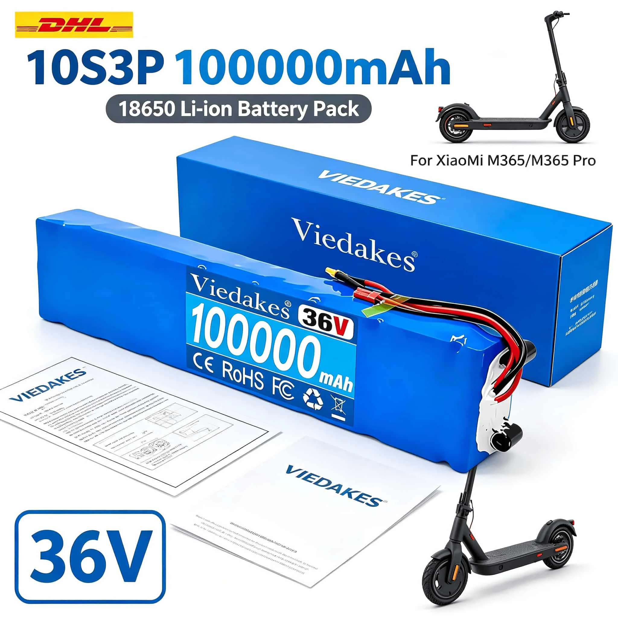 100000mAh 36V Rechargeable Battery 10S3P, Full Circuit Protection for XiaoMi M365 M365 Pro, Customizable Interface
100000mAh 36V Rechargeable Battery 10S3P, Full Circuit Protection for XiaoMi M365 M365 Pro, Customizable Interface