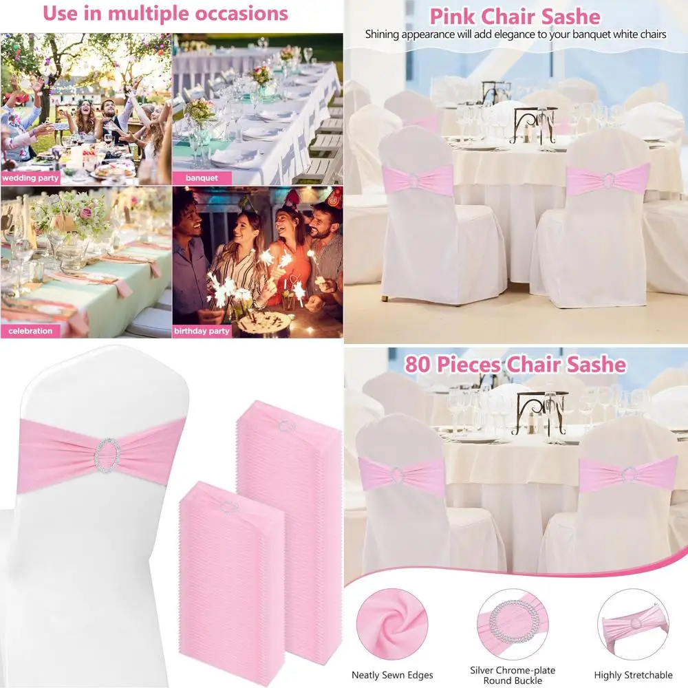 150 Pieces Spandex Chair Sashes with Buckle Slider, Stretchy Bows for Weddings, Parties, and Banquets - Pink
150 Pieces Spandex Chair Sashes with Buckle Slider, Stretchy Bows for Weddings, Parties, and Banquets - Pink
