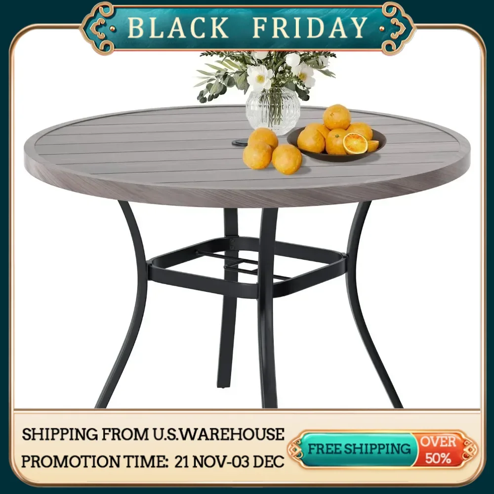 Outdoor Dining Table for 4, Round Patio Table with Umbrella Hole for Garden, Backyard and Porch (Grey) 41.7"D x 41.7"W x 28"H
Outdoor Dining Table for 4, Round Patio Table with Umbrella Hole for Garden, Backyard and Porch (Grey) 41.7"D x 41.7"W x 28"H
