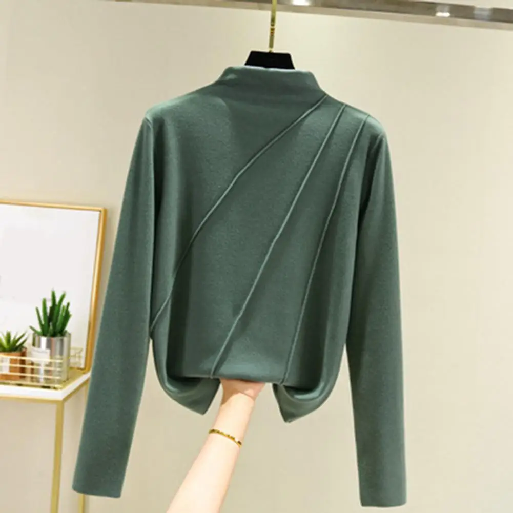 Coldproof Popular Solid Color Long Sleeve Blouse Stretchy Women Pullover Half High Collar for Autumn
Coldproof Popular Solid Color Long Sleeve Blouse Stretchy Women Pullover Half High Collar for Autumn