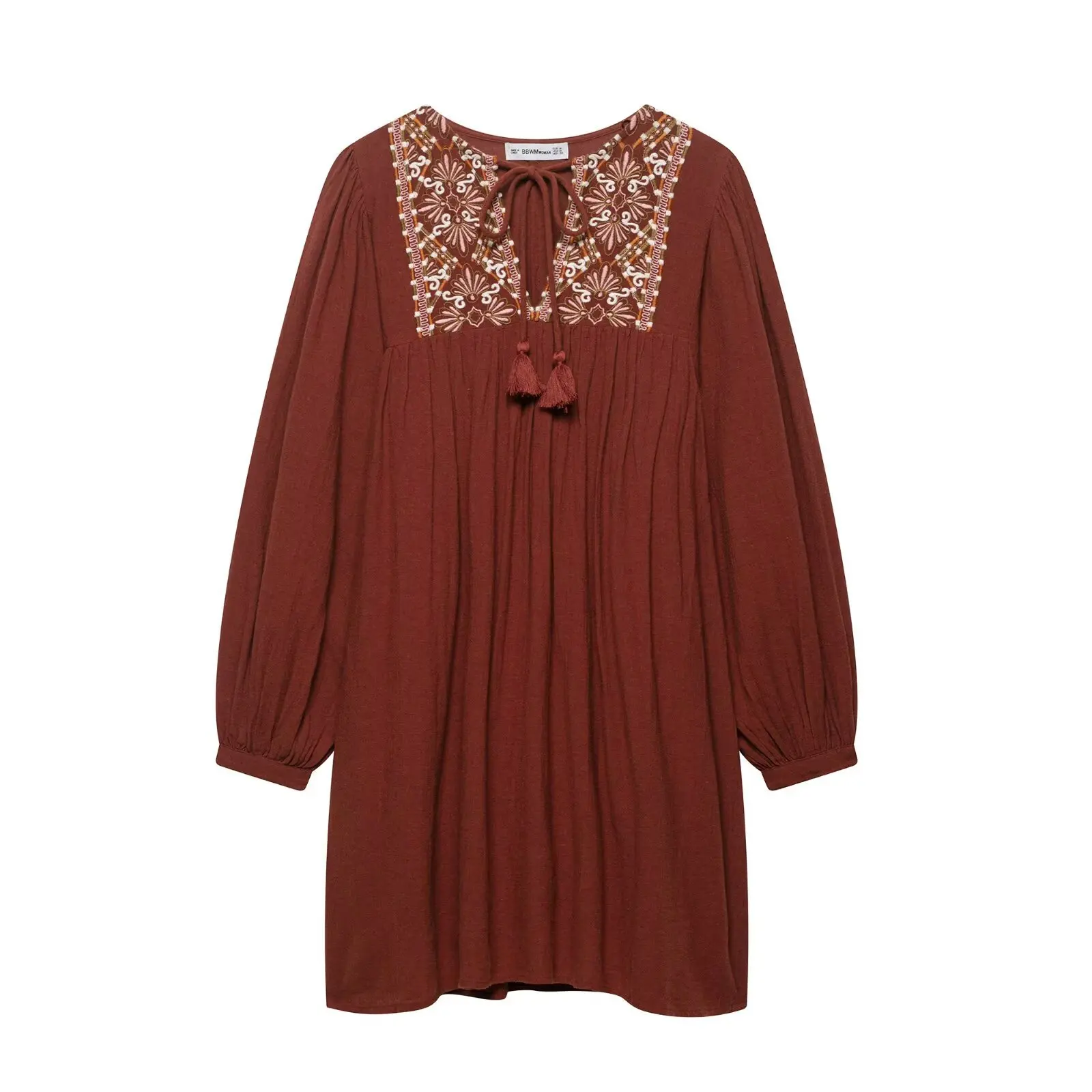 2025 Spring and Summer Long Sleeve Women Short Dress Tassel Lace-up V-neck Embroidered Dresses Loose Casual Beach Holiday Dress
2025 Spring and Summer Long Sleeve Women Short Dress Tassel Lace-up V-neck Embroidered Dresses Loose Casual Beach Holiday Dress