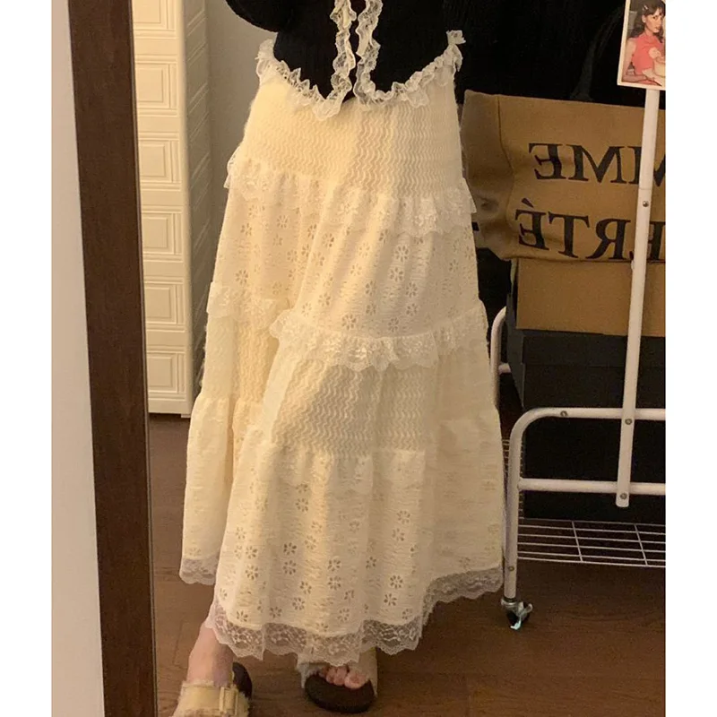 Lace Cake Skirt Women Gentle Hollow Out Crochet Spring Fall High Waist A-Line Dress Pretty Style Chic Sweet Solid Skirt
Lace Cake Skirt Women Gentle Hollow Out Crochet Spring Fall High Waist A-Line Dress Pretty Style Chic Sweet Solid Skirt