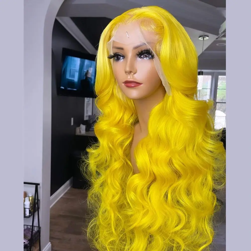 Yellow Wig 13x4 HD Long Body Wave Lace Frontal Wig Glueless Preplucked Synthetic And Blend pelucas Heat Resistant Party Cosplay
Yellow Wig 13x4 HD Long Body Wave Lace Frontal Wig Glueless Preplucked Synthetic And Blend pelucas Heat Resistant Party Cosplay