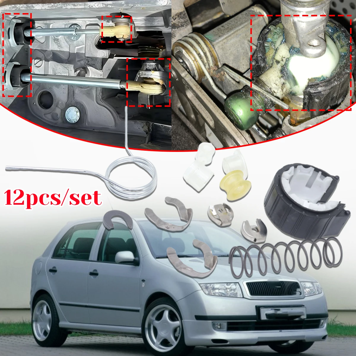 12pc Complete Set Upgrade Bushing Gearbox Rebuild Kit Shifter Lever Linkage Adjuster Manual Trans for VW Skoda SEAT Audi A3 8L
12pc Complete Set Upgrade Bushing Gearbox Rebuild Kit Shifter Lever Linkage Adjuster Manual Trans for VW Skoda SEAT Audi A3 8L