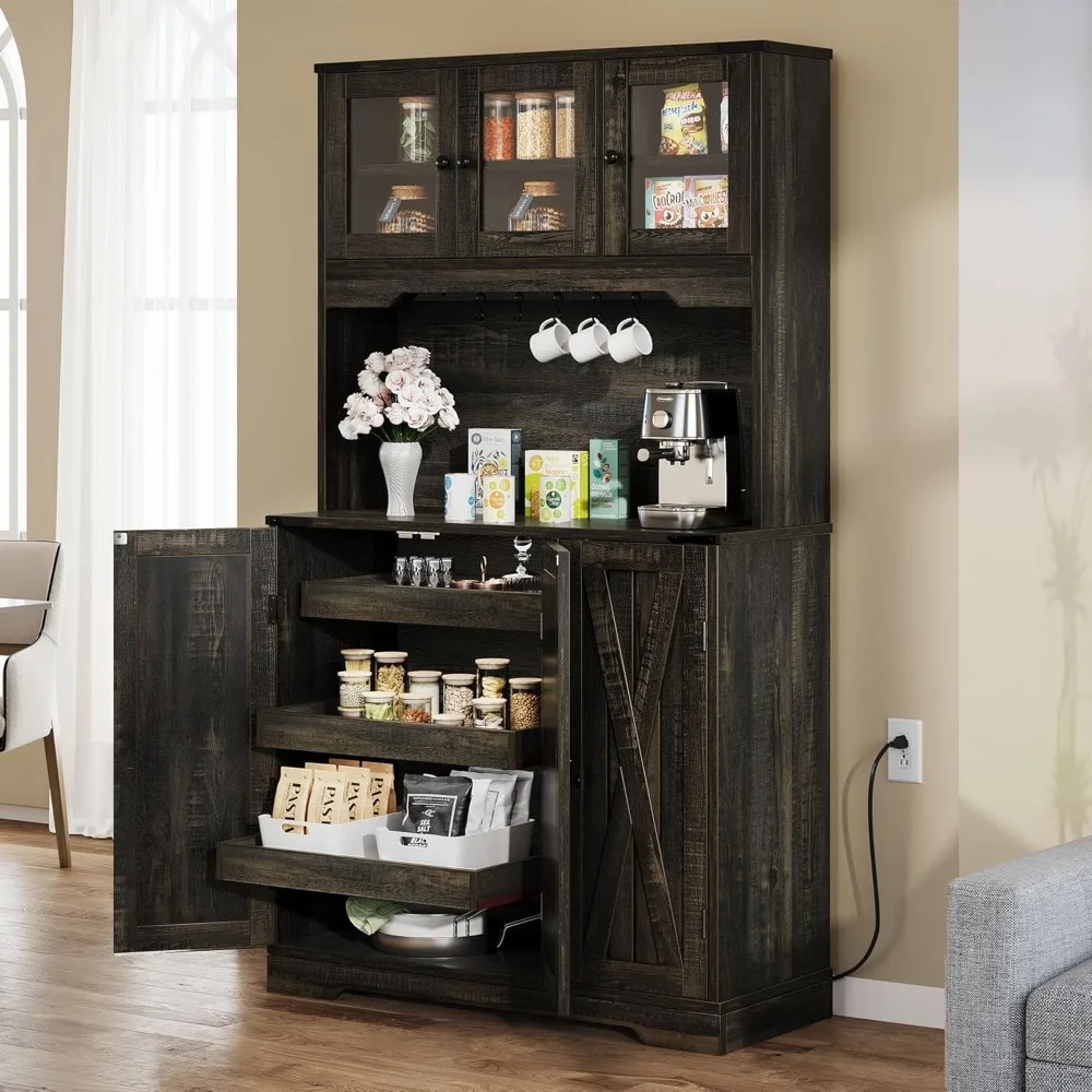 71" Tall Kitchen Pantry Storage Cabinet with Charging Station, Kitchen Hutch Cabinets with Storage Drawers
71" Tall Kitchen Pantry Storage Cabinet with Charging Station, Kitchen Hutch Cabinets with Storage Drawers