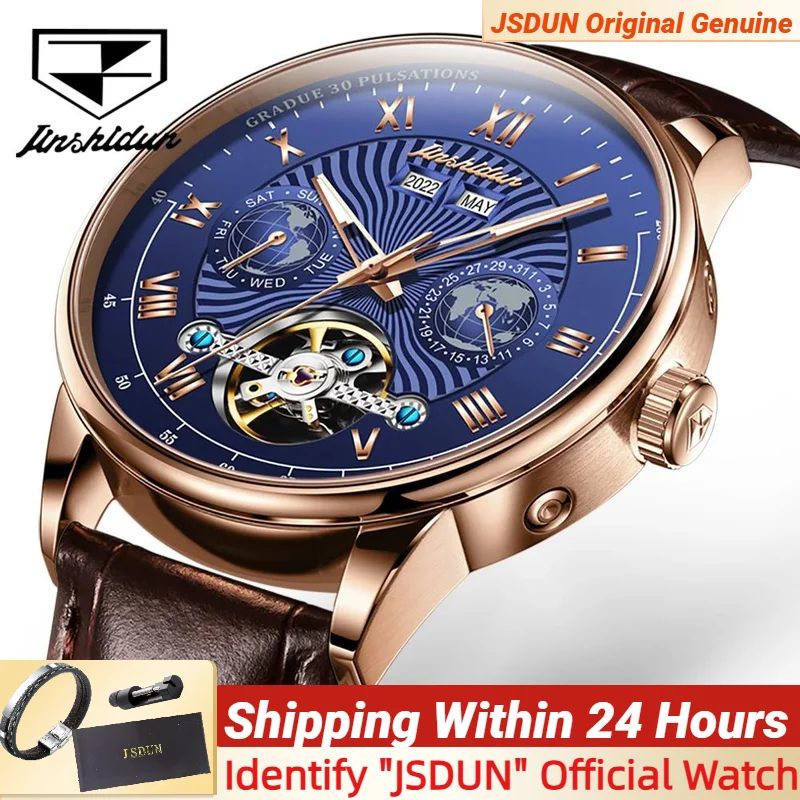 JSDUN 8919 автоматические часы для мужчин с кожаным ремешком деловой скелетоны турбийон дизайн месяц фаза год календарь Мужские часы
JSDUN 8919 автоматические часы для мужчин с кожаным ремешком деловой скелетоны турбийон дизайн месяц фаза год календарь Мужские часы
