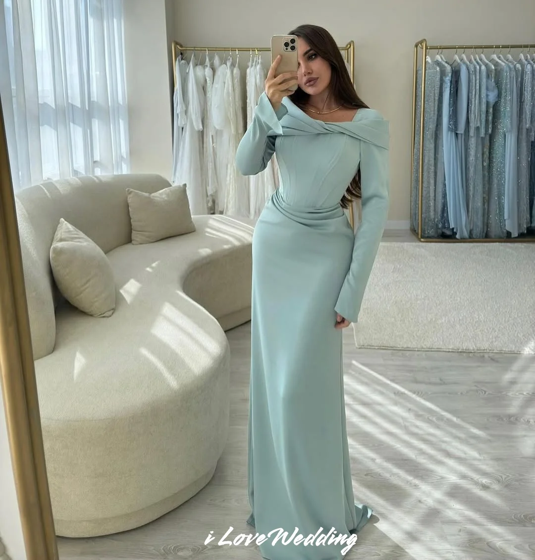 Sky Blue Off the Shoulder Evening Dresses 2025 Long Sleeve Corset Ruched Mermaid Prom Dresses Wedding Party Dress Customized
Sky Blue Off the Shoulder Evening Dresses 2025 Long Sleeve Corset Ruched Mermaid Prom Dresses Wedding Party Dress Customized