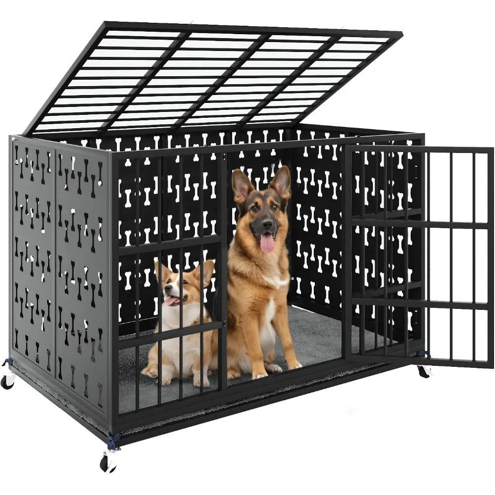 48/42 inch Indestructible Heavy Duty Dog Crate with Cushion, High Anxiety Extra Large Dog Cage for Large Dogs, XL Steel Escape
48/42 inch Indestructible Heavy Duty Dog Crate with Cushion, High Anxiety Extra Large Dog Cage for Large Dogs, XL Steel Escape