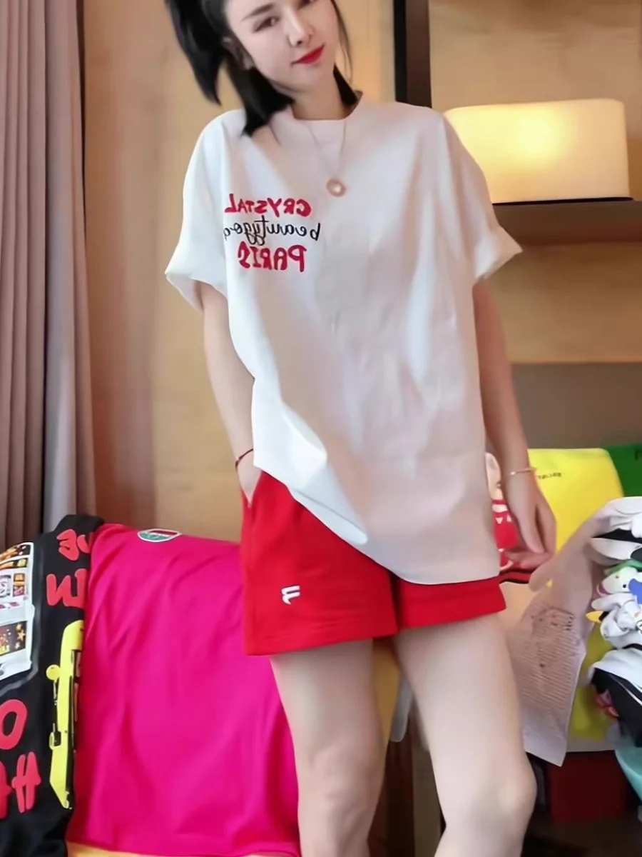 Casual Sportswear Set Women Summer New Loose Slimming Stylish Youthful Short Sleeve Shorts Two Piece Set round Neck Overhead
Casual Sportswear Set Women Summer New Loose Slimming Stylish Youthful Short Sleeve Shorts Two Piece Set round Neck Overhead