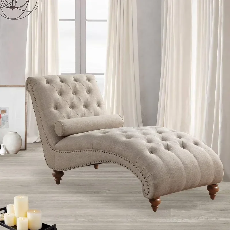 Polyester Upholstered Button Tufting with Toss Pillow Chaise Lounge Chair for Indoor Bedroom, Standard
Polyester Upholstered Button Tufting with Toss Pillow Chaise Lounge Chair for Indoor Bedroom, Standard