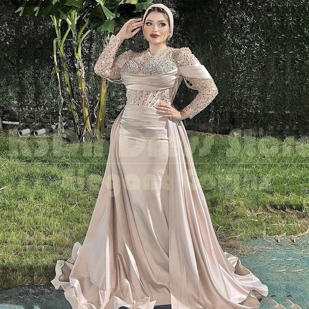 Formal Pink Sequined Beading Evening Dresses Luxury Long Sleeve Chapel Train High Neck Gowns Customized Chic Dress Vestidos
Formal Pink Sequined Beading Evening Dresses Luxury Long Sleeve Chapel Train High Neck Gowns Customized Chic Dress Vestidos