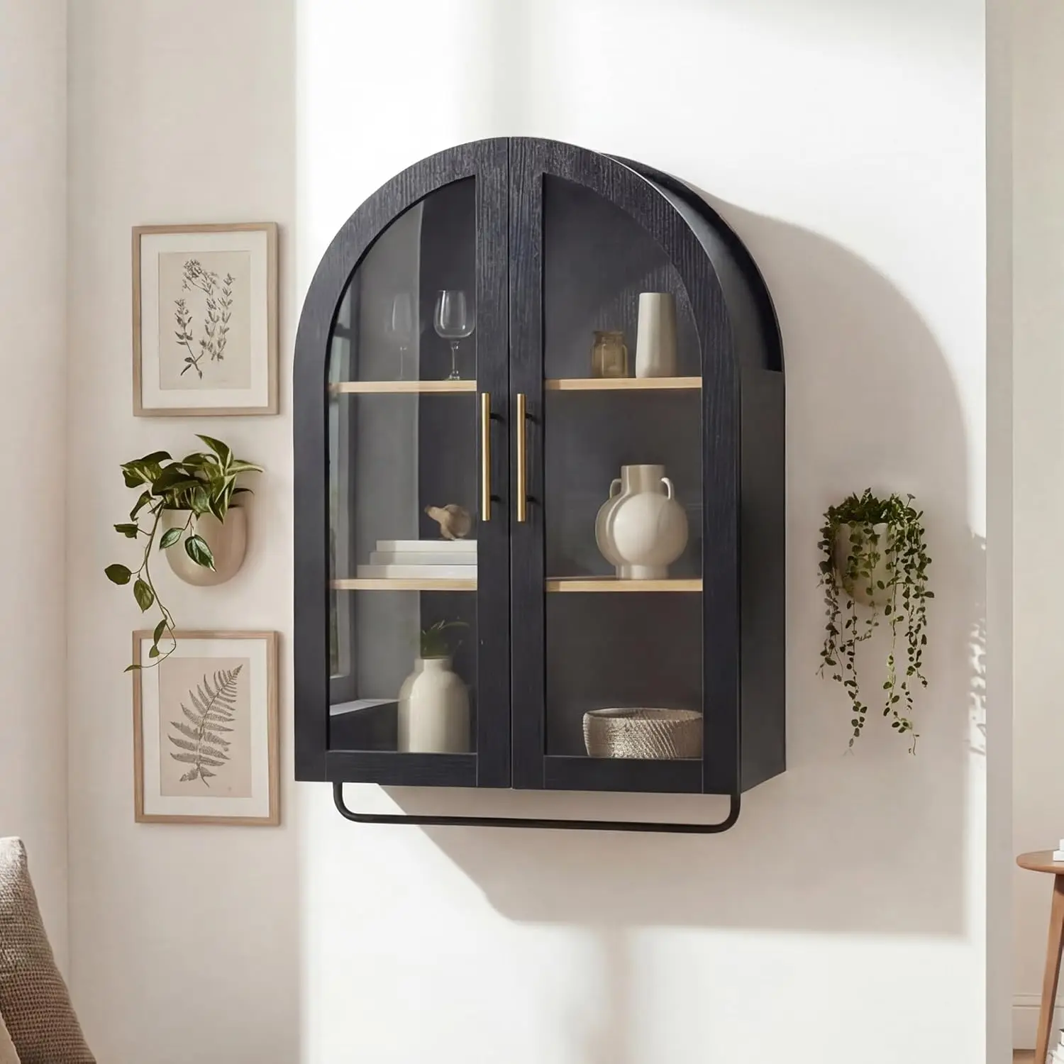 Arched Bathroom Wall Cabinet with Towel Bar & Adjustable Shelf,Over Toilet Storage,Laundry Living Kitchen,23.6",Black,Customized
Arched Bathroom Wall Cabinet with Towel Bar & Adjustable Shelf,Over Toilet Storage,Laundry Living Kitchen,23.6",Black,Customized