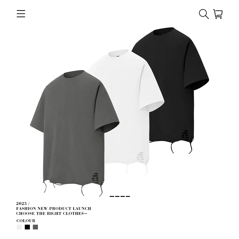 American High Street Summer Short Sleeve T-Shirt Men's Cotton Men's Ripped Knitted Tees
American High Street Summer Short Sleeve T-Shirt Men's Cotton Men's Ripped Knitted Tees