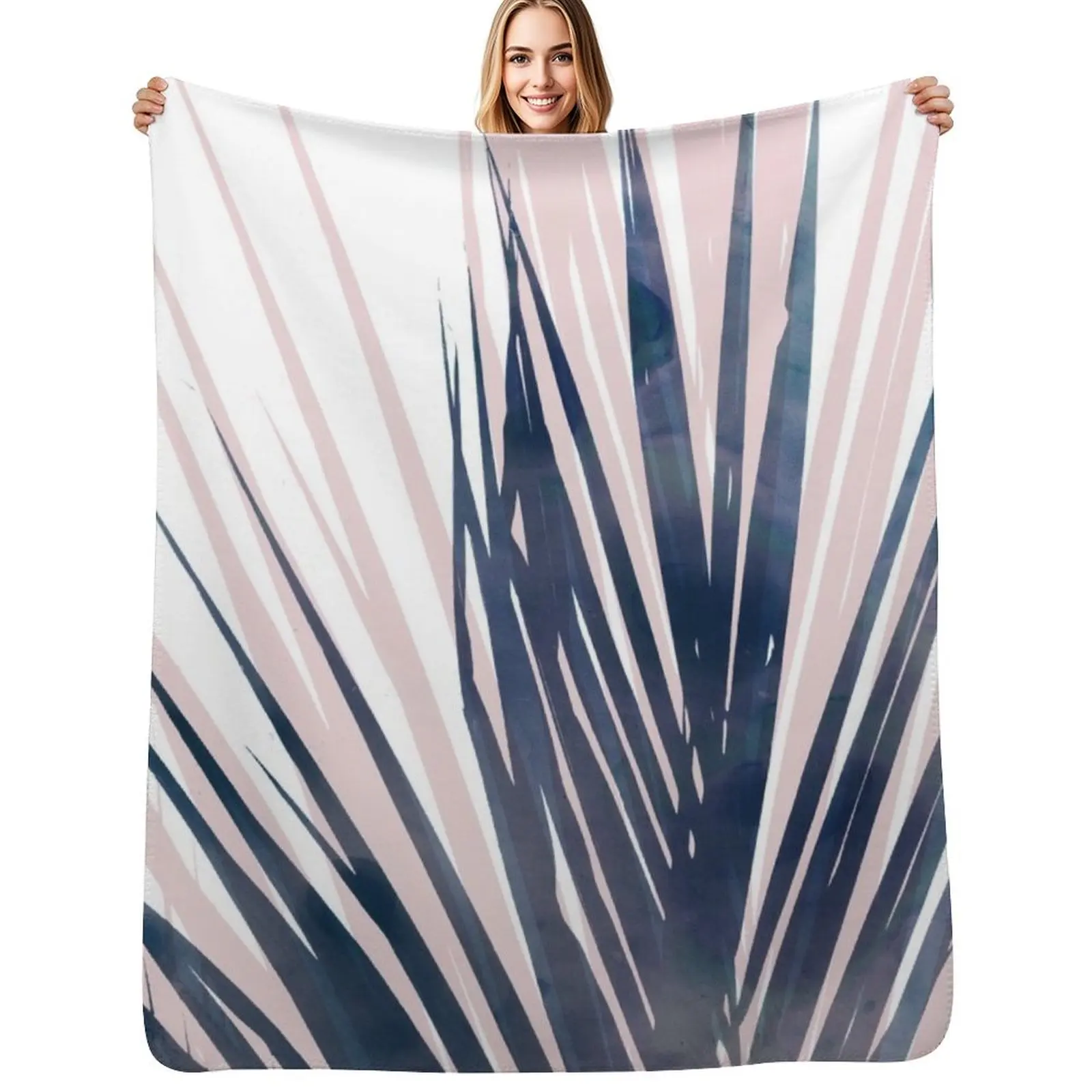 Contemporary Palm Leaf in Navy Blue and Blush Pink Throw Blanket Faux Fur Soft Warm Blanket for Bed
Contemporary Palm Leaf in Navy Blue and Blush Pink Throw Blanket Faux Fur Soft Warm Blanket for Bed