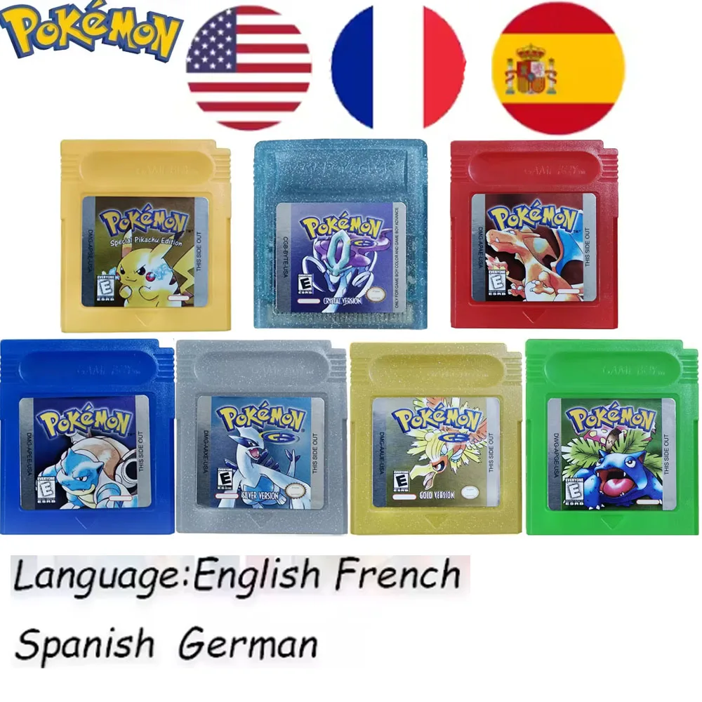 GBC Pokemon 16-bit Game Video Game Cartridge Console Card Red Blue Crystal Golden Green Silver Yellow
GBC Pokemon 16-bit Game Video Game Cartridge Console Card Red Blue Crystal Golden Green Silver Yellow