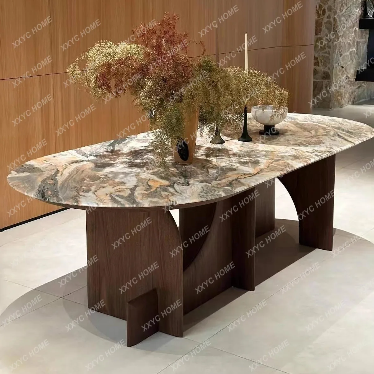 Minimalist Restaurant Black Walnut Luxury Stone Marble Slate Dining Table
Minimalist Restaurant Black Walnut Luxury Stone Marble Slate Dining Table