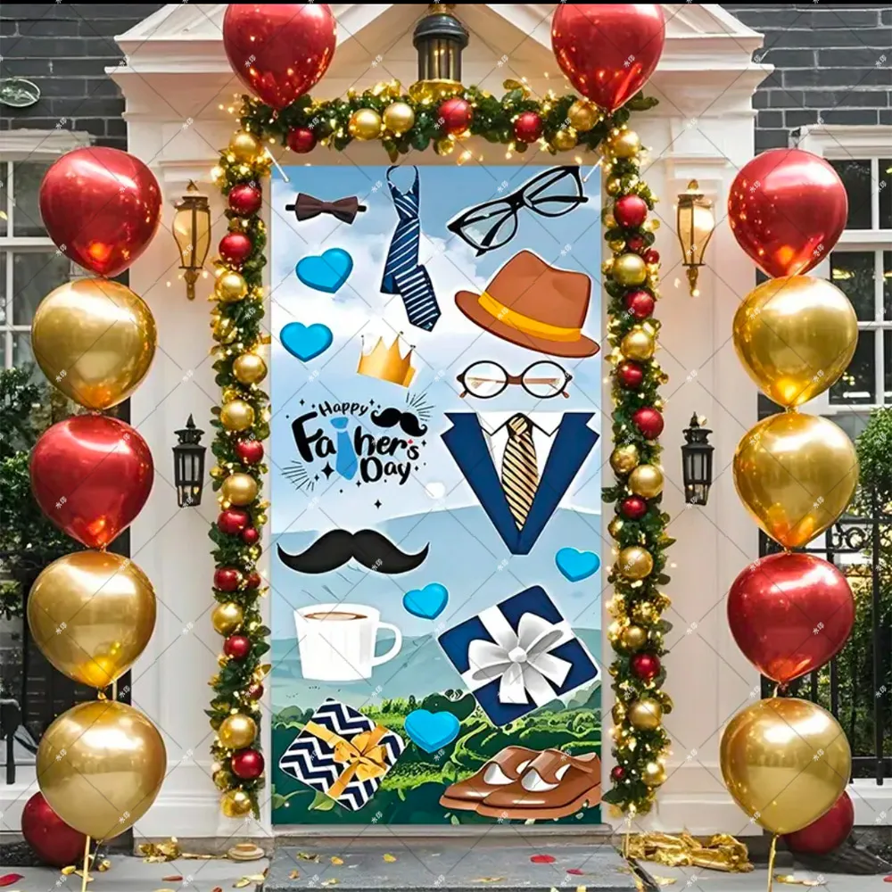 Father's Day Theme Best Dad Ever Tie Glasses Coffee Cup Backdrop Door Cover Family Prom Photo Party Indoor Outdoor Porch Decor
Father's Day Theme Best Dad Ever Tie Glasses Coffee Cup Backdrop Door Cover Family Prom Photo Party Indoor Outdoor Porch Decor