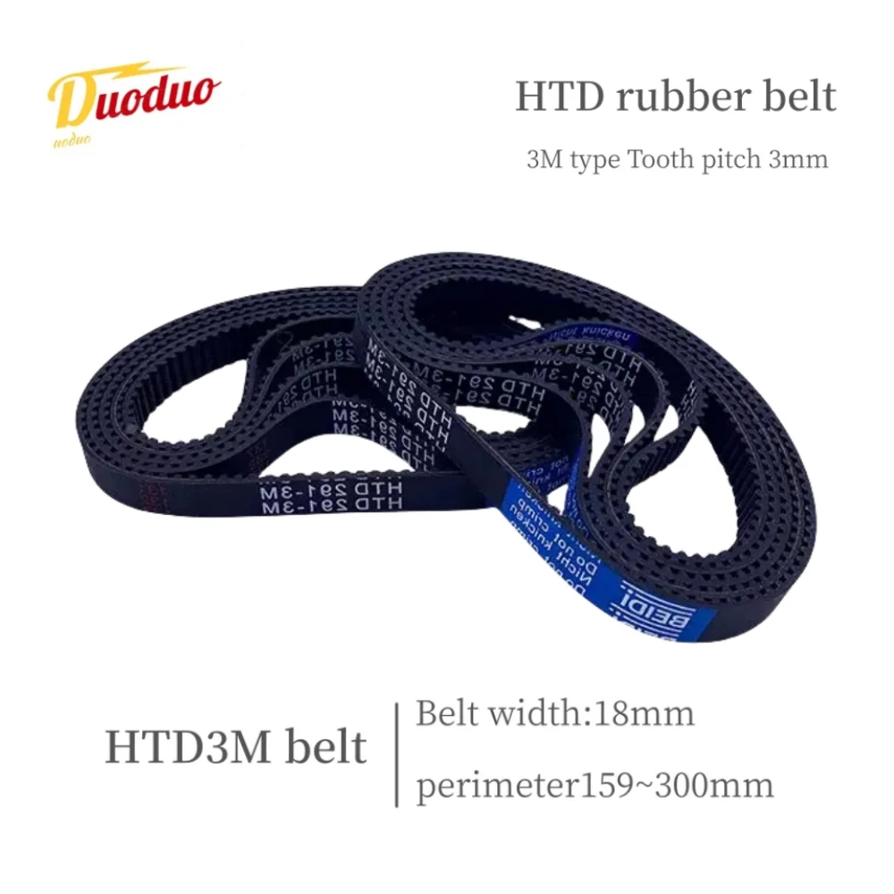 HTD 3M Synchronous Timing belt length 159/162/165/168/171/174/177/180/183/186/189/192/195-297/300mm for width 18mm Rubber close,
HTD 3M Synchronous Timing belt length 159/162/165/168/171/174/177/180/183/186/189/192/195-297/300mm for width 18mm Rubber close,