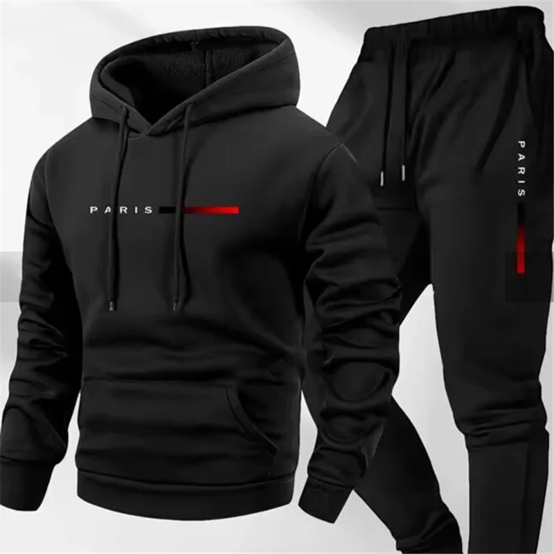 Printed sportswear set (men's version): Hooded one-piece sports shirt, long pants set, warm-up set.
Printed sportswear set (men's version): Hooded one-piece sports shirt, long pants set, warm-up set.