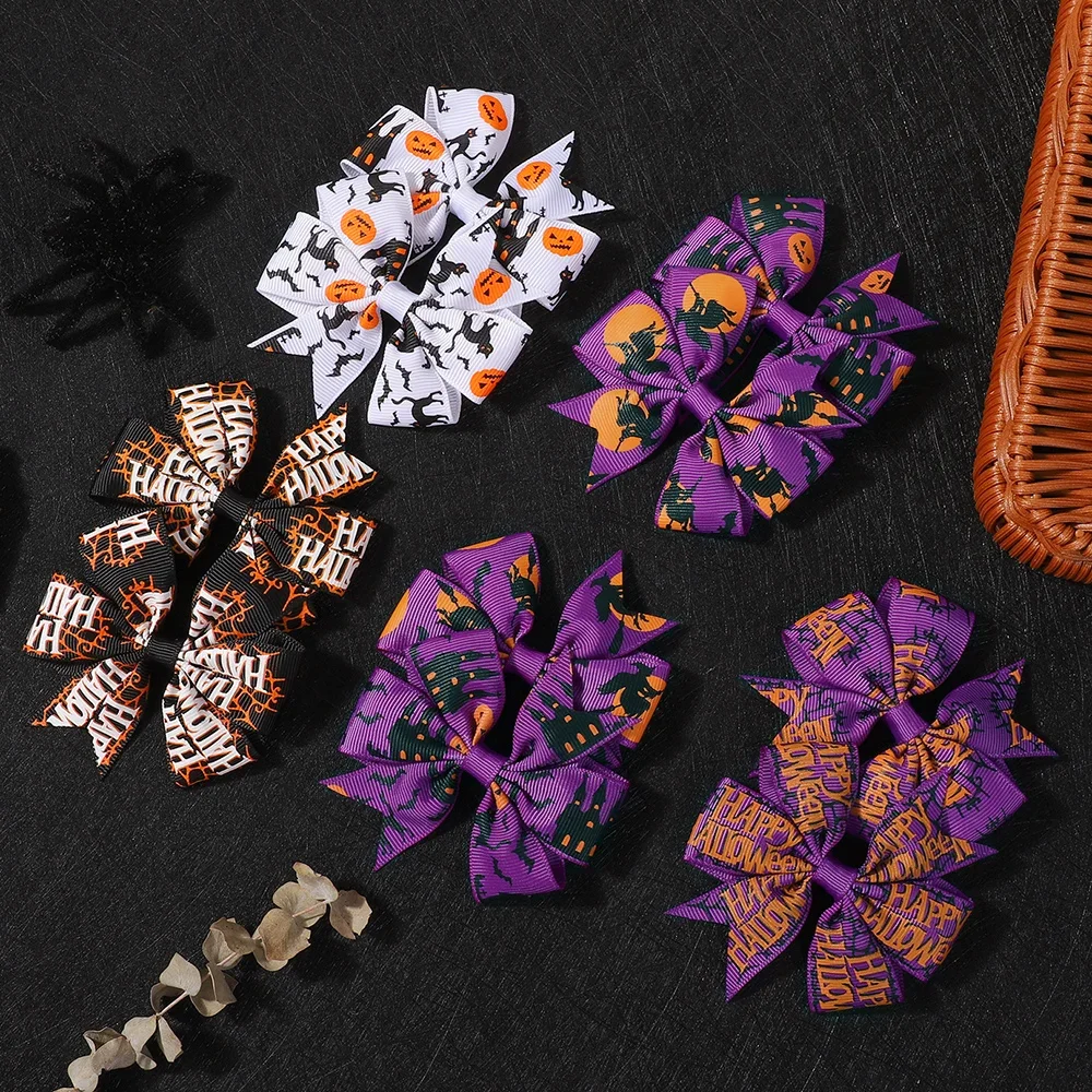 2Pcs/Set Handmade Halloween Bow Hair Clips for Girls Pumpkin Bat Print Holiday Party Side Clips Kids Hair Accessories
2Pcs/Set Handmade Halloween Bow Hair Clips for Girls Pumpkin Bat Print Holiday Party Side Clips Kids Hair Accessories