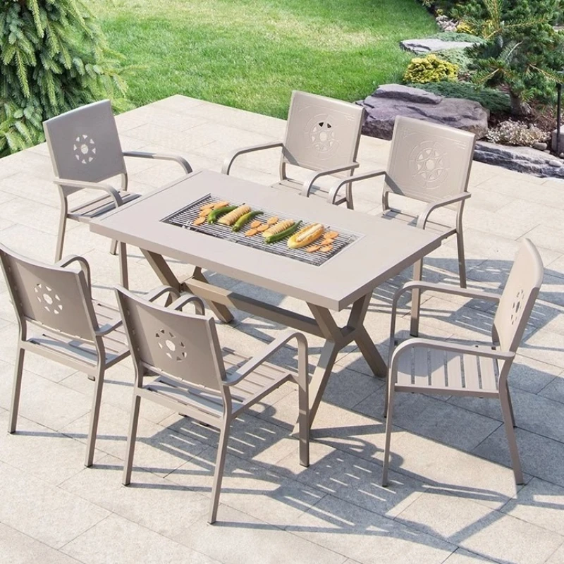 Outdoor wrought iron tables and chairs courtyard open-air electric carbon dual-purpose cast aluminum barbecue table
Outdoor wrought iron tables and chairs courtyard open-air electric carbon dual-purpose cast aluminum barbecue table