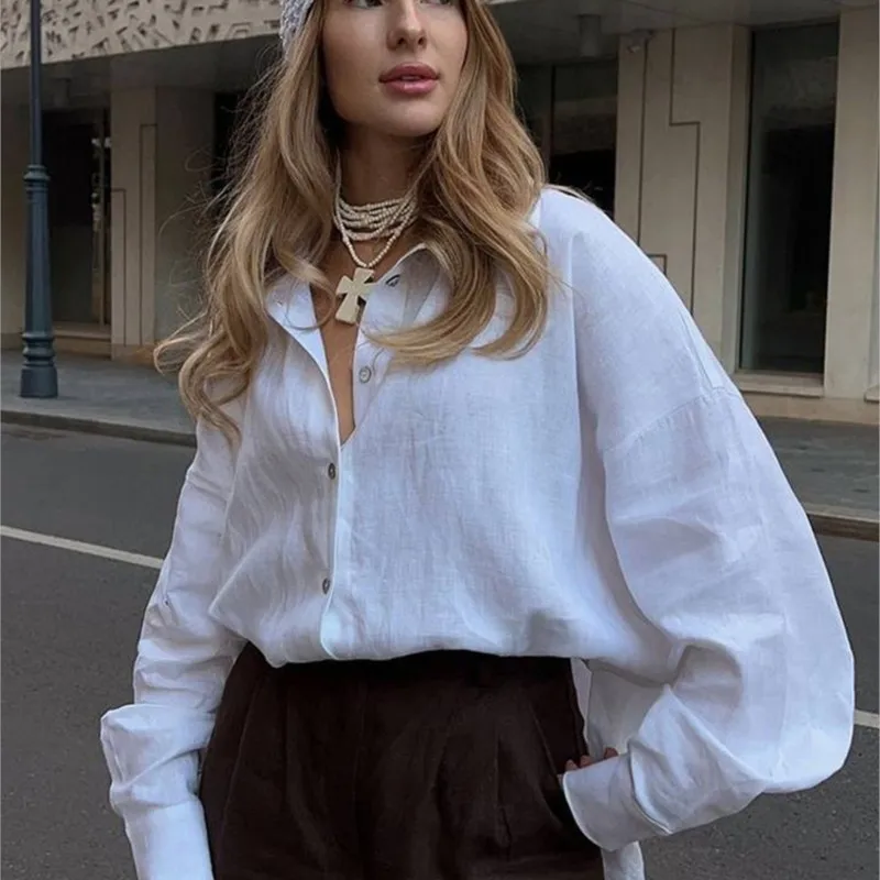 We.Fine Women's Linen Shirt Elegant Long Sleeve Blouse Spring Vintage Basic Top Collar Cotton Linen Shirt for Women
We.Fine Women's Linen Shirt Elegant Long Sleeve Blouse Spring Vintage Basic Top Collar Cotton Linen Shirt for Women