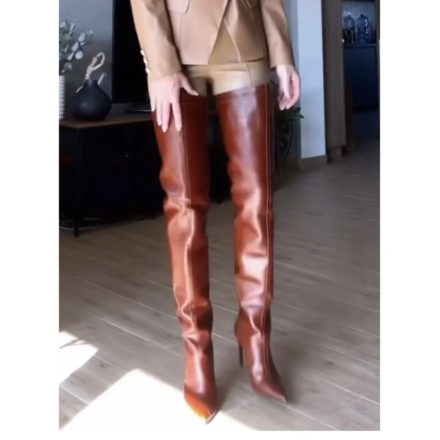 Brown Over Knee High Leather Boots Thin High Heel Sexy Fashionable Cool Winter Casual Big Size Woman Shoes Zapatillas Mujer
Brown Over Knee High Leather Boots Thin High Heel Sexy Fashionable Cool Winter Casual Big Size Woman Shoes Zapatillas Mujer
