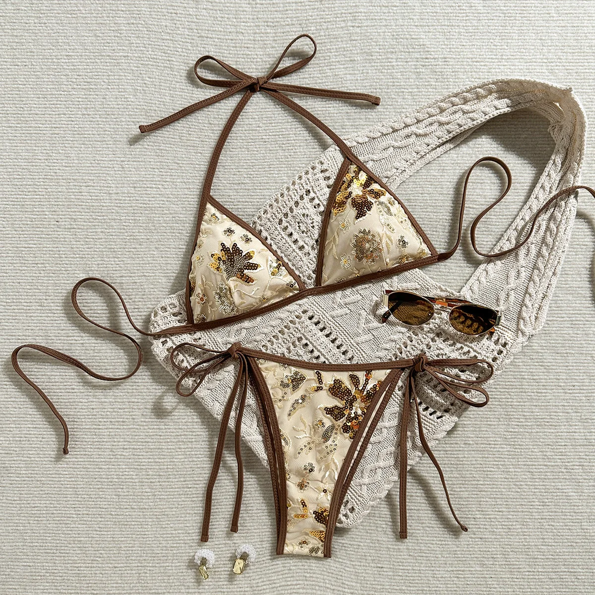 European American Women's Bikini Beachwear Sequin Sexy Hottie Swimsuit Split Swimsuit Tether Strap Beach Vacation Swimsuit
European American Women's Bikini Beachwear Sequin Sexy Hottie Swimsuit Split Swimsuit Tether Strap Beach Vacation Swimsuit