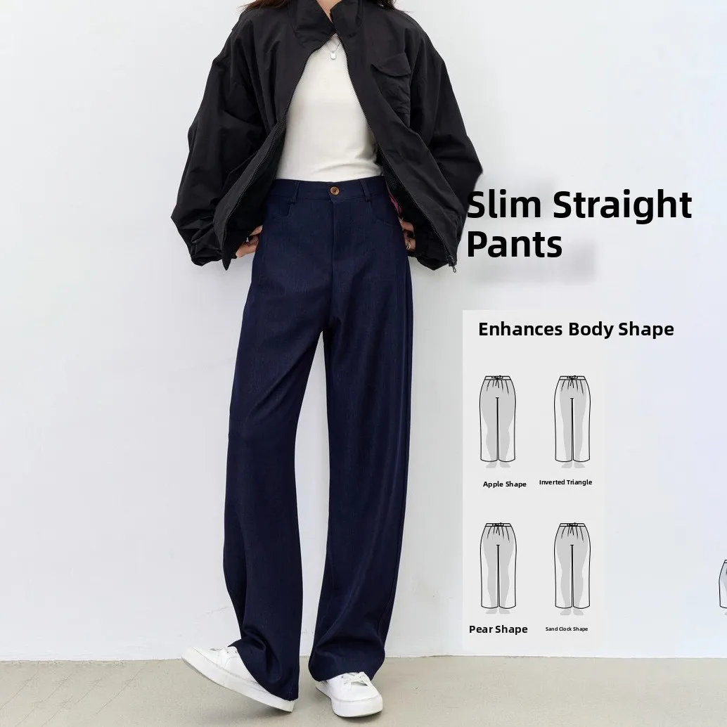 Deep Blue Slim Fit Commuter Denim Suit Pants High Waist Women's Wide Leg Slim Straight Long Trousers Autumn Season Fashion
Deep Blue Slim Fit Commuter Denim Suit Pants High Waist Women's Wide Leg Slim Straight Long Trousers Autumn Season Fashion