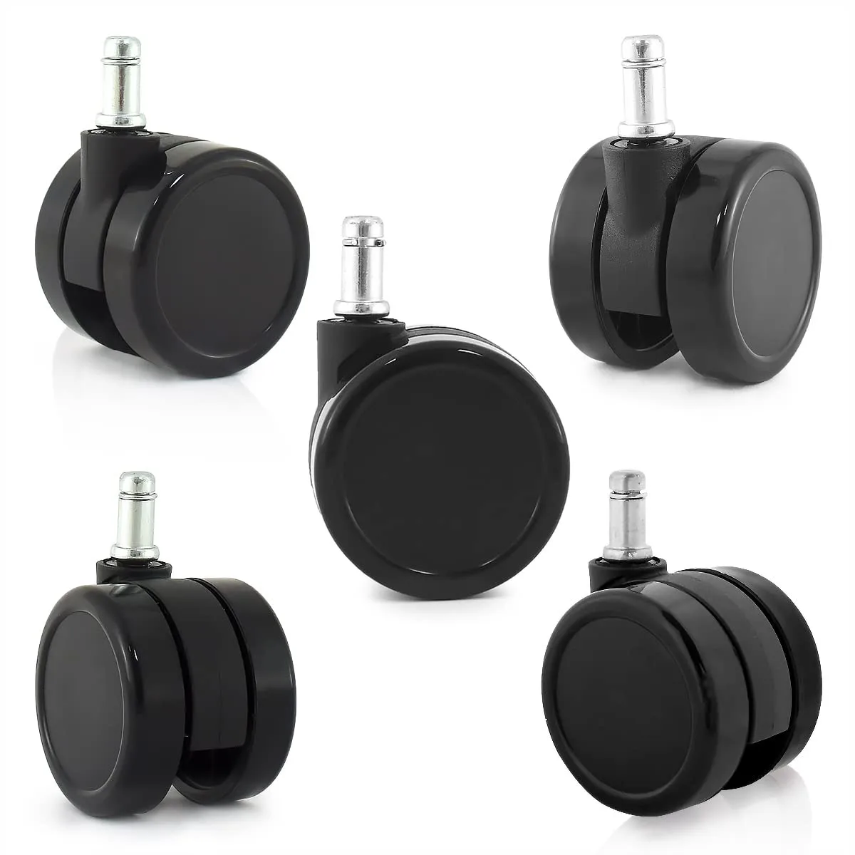 2.5 Inch Office Chair Casters, Dual Injection Polyurethane Wheels for Hardwood Floors, Universal 7/16" Stem, Smooth & Silent
2.5 Inch Office Chair Casters, Dual Injection Polyurethane Wheels for Hardwood Floors, Universal 7/16" Stem, Smooth & Silent