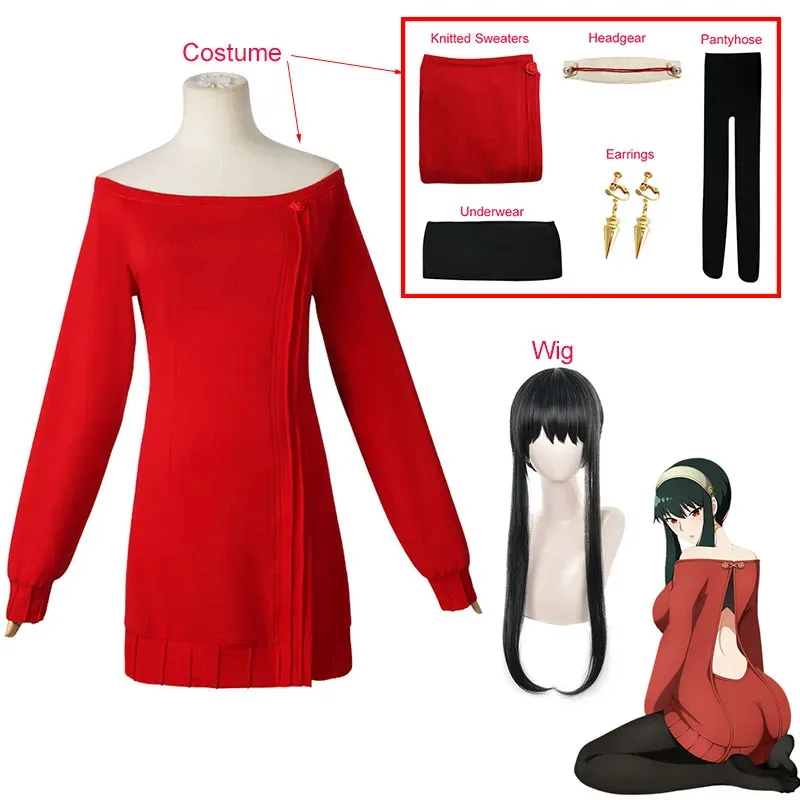 CosplayAnime Spy Family Yor Forger Cosplay Costume Halloween Party Women's Red 648NW5WS Knitted Dress Including Earrings Black C
CosplayAnime Spy Family Yor Forger Cosplay Costume Halloween Party Women's Red 648NW5WS Knitted Dress Including Earrings Black C