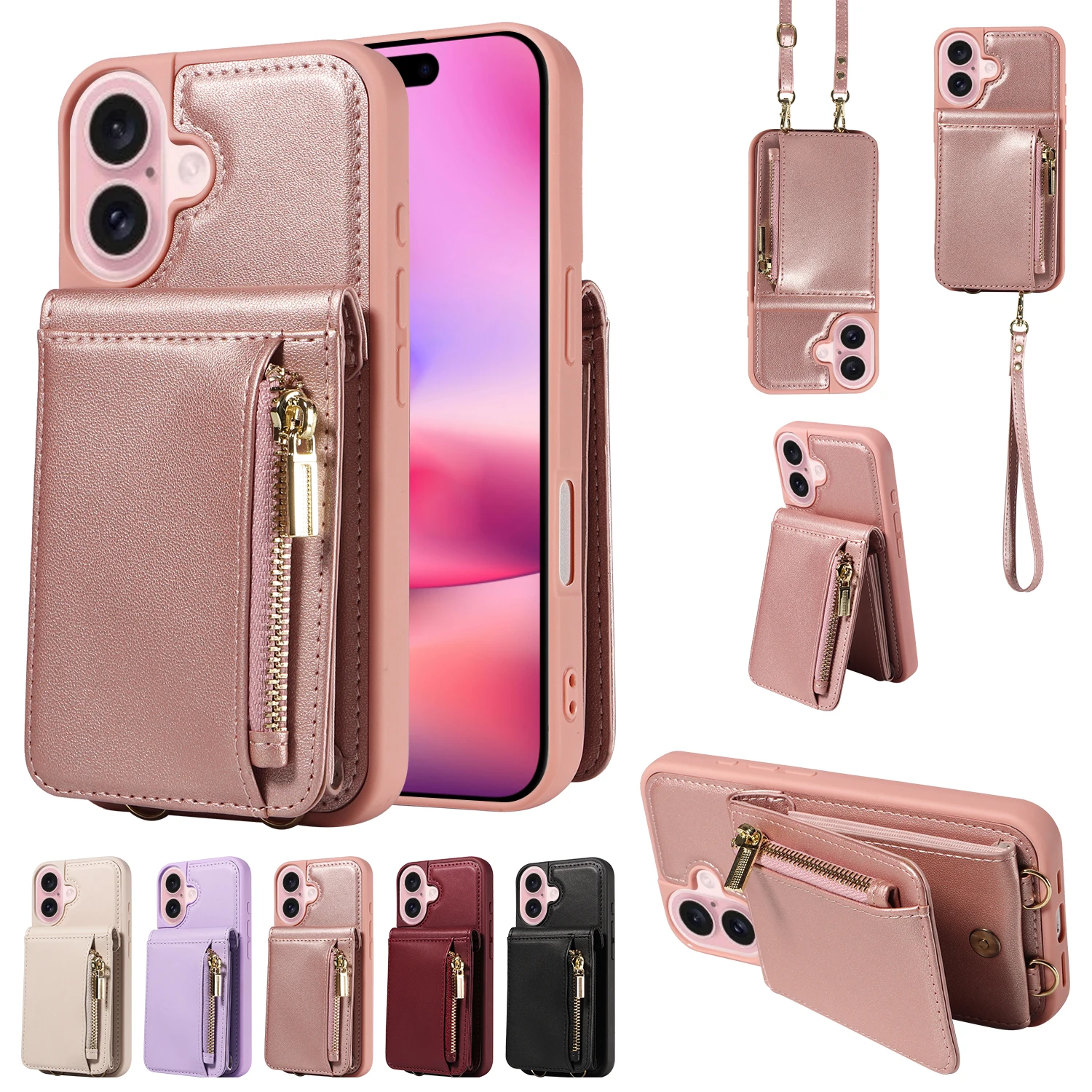 Crossbody Zipper Cards Solt Wallet Leather Phone Case For iPhone 17 Pro Max 16 Plus 15 14 13 12 11 Shockproof kickstand Cover
Crossbody Zipper Cards Solt Wallet Leather Phone Case For iPhone 17 Pro Max 16 Plus 15 14 13 12 11 Shockproof kickstand Cover