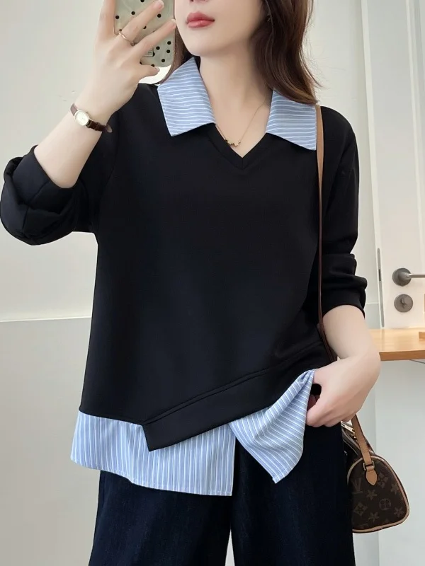 Casual Striped Patchwork Sweatshirt Women's Loose Fit Long Sleeve Neck Korean Style Regular Thickness Autumn Fashion plu...
Casual Striped Patchwork Sweatshirt Women's Loose Fit Long Sleeve Neck Korean Style Regular Thickness Autumn Fashion plu...