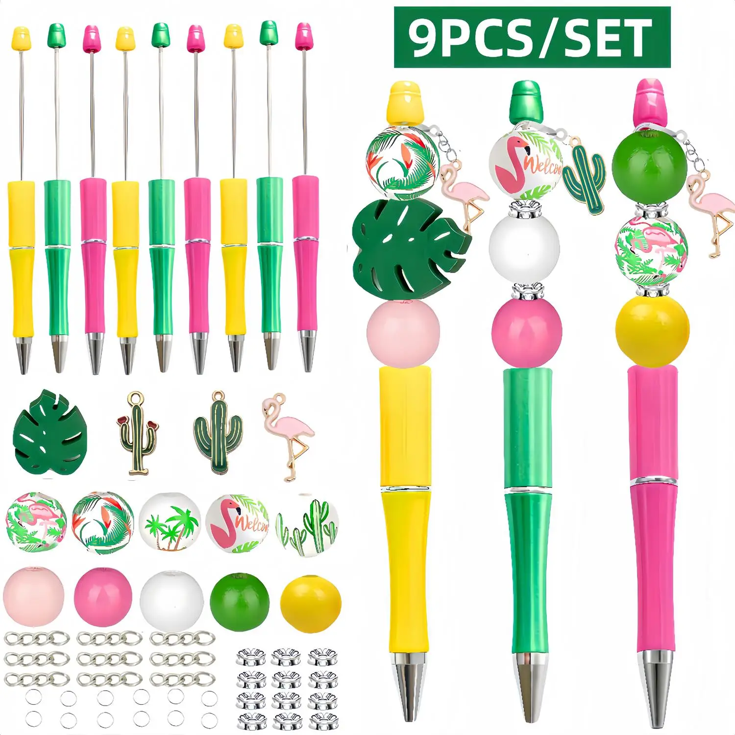 9pcs/set Flamingo Theme Beads DIY Beaded Pen, Flamingo DIY Ballpoint Pen, for Learning Writing Office Stationery
9pcs/set Flamingo Theme Beads DIY Beaded Pen, Flamingo DIY Ballpoint Pen, for Learning Writing Office Stationery