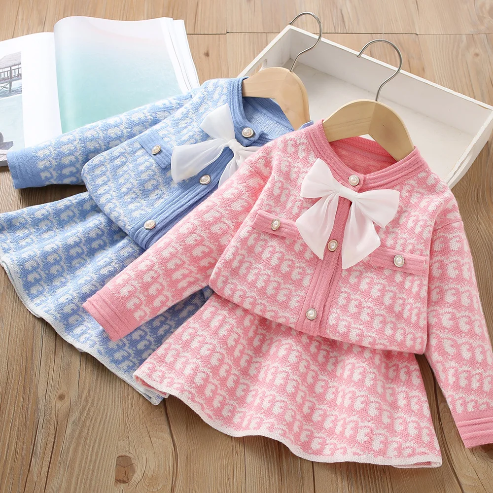 Girls Dress Clothes Sets Autumn Winter Children Knitted Sweaters Coats Skirts 2pcs Party Suit For Baby 5 6 Years Woolen Costume
Girls Dress Clothes Sets Autumn Winter Children Knitted Sweaters Coats Skirts 2pcs Party Suit For Baby 5 6 Years Woolen Costume