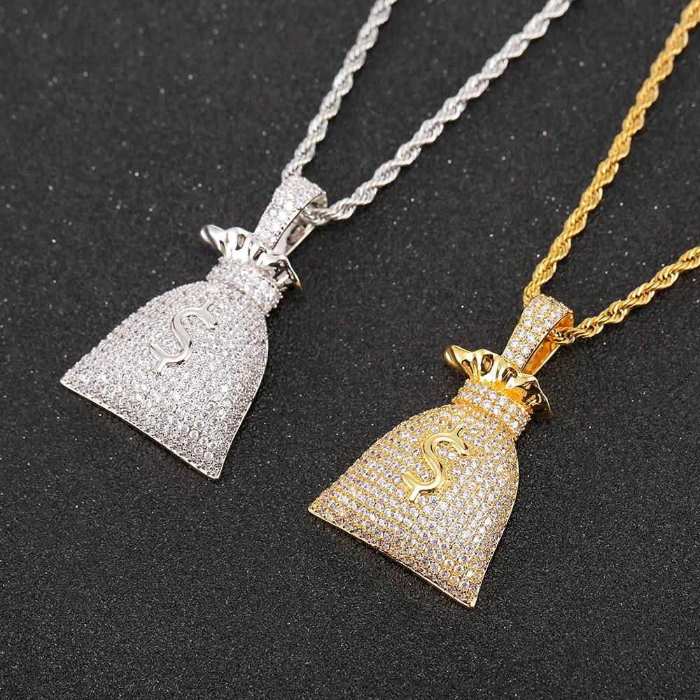 Модные ювелирные изделия унисекс в стиле хип-хоп, сумка для денег, долларовая $, символ, микроинкрустированный цирконом, кулон, ожерелье
Модные ювелирные изделия унисекс в стиле хип-хоп, сумка для денег, долларовая $, символ, микроинкрустированный цирконом, кулон, ожерелье