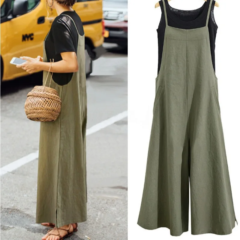 2025 Summer Women Long Jumpsuit Solid Color Casual Loose Thin Size Sleeveless Straps Wide Leg Women Suspender Loose Jumpsuit
2025 Summer Women Long Jumpsuit Solid Color Casual Loose Thin Size Sleeveless Straps Wide Leg Women Suspender Loose Jumpsuit
