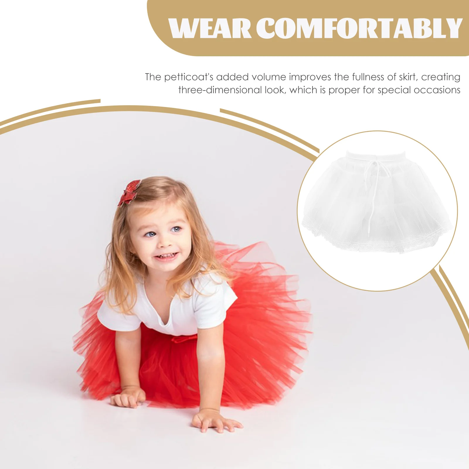 Lace Edge Petticoat Skirt for Girls White Decorative Underskirt Hoopless Comfortable Fullness Performance Theme Party
Lace Edge Petticoat Skirt for Girls White Decorative Underskirt Hoopless Comfortable Fullness Performance Theme Party