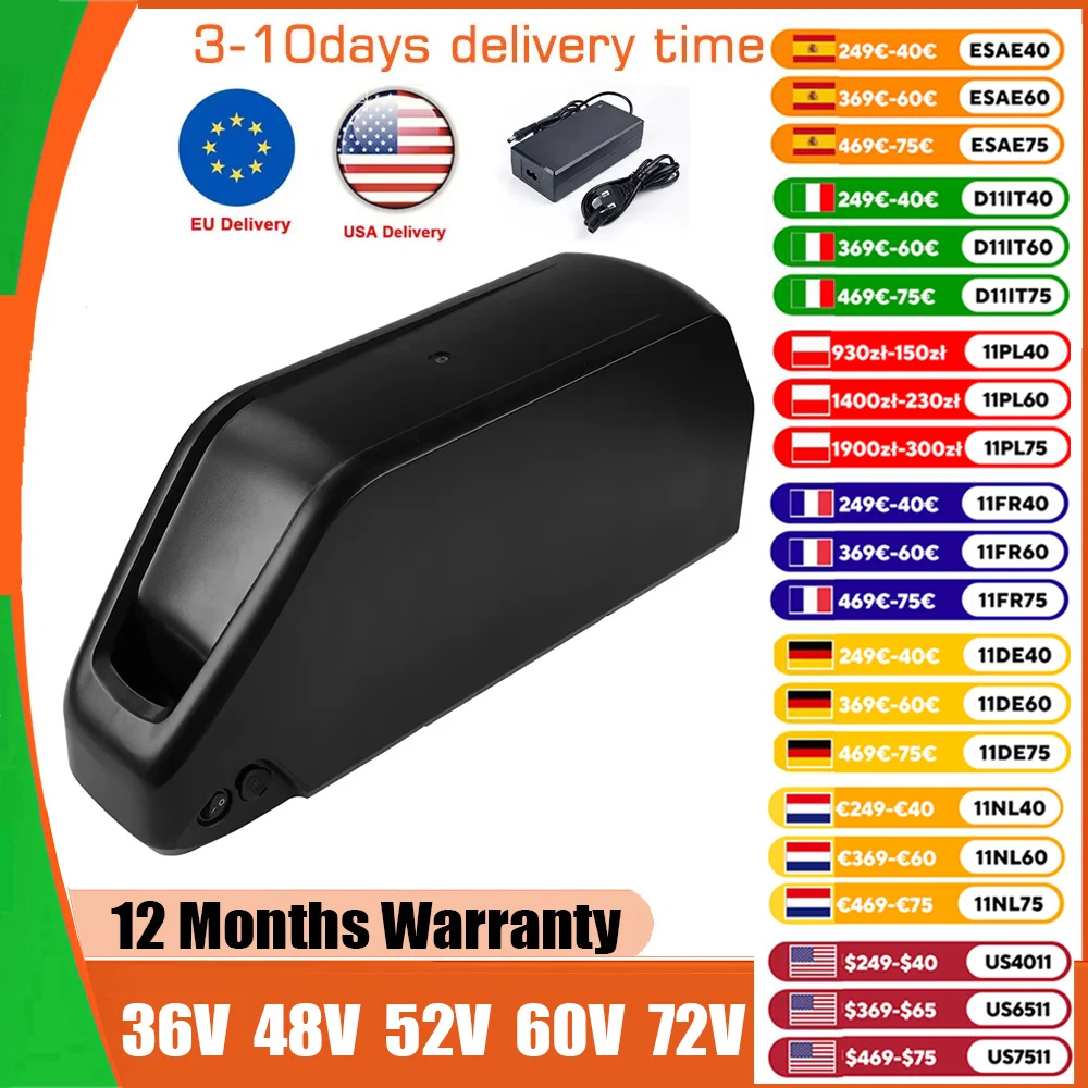 21700 Ebike Battery 52V 48V 24Ah Downbtube Polly Lithium Battery Pack For 350W 500W 750W 1000W 1500W Motor Electric Bike Kits
21700 Ebike Battery 52V 48V 24Ah Downbtube Polly Lithium Battery Pack For 350W 500W 750W 1000W 1500W Motor Electric Bike Kits