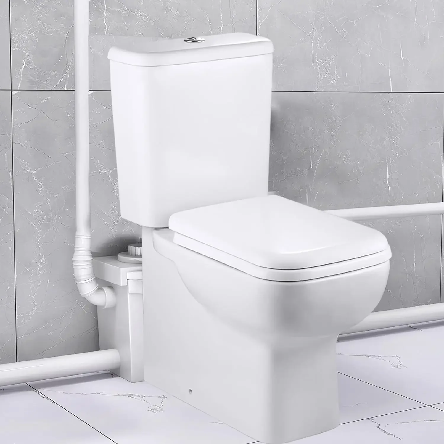 900W Macerator Toilet with Upflush System for Basement Comfort Square 17" With Dual Flush Toilet Tank & Pump Five, Customized
900W Macerator Toilet with Upflush System for Basement Comfort Square 17" With Dual Flush Toilet Tank & Pump Five, Customized
