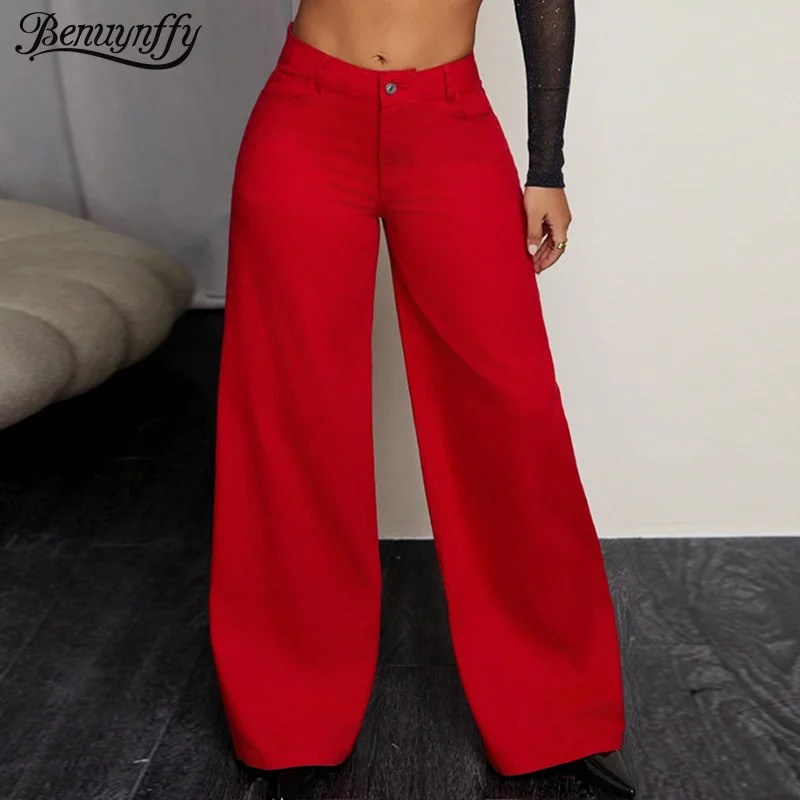 Benuynffy Y2K мешковатые брюки в стиле ретро, женские повседневные широкие джинсы с высокой талией, уличная одежда, свободные джинсовые прямые брюки, осень 2023 г. 
Benuynffy Y2K мешковатые брюки в стиле ретро, женские повседневные широкие джинсы с высокой талией, уличная одежда, свободные джинсовые прямые брюки, осень 2023 г.