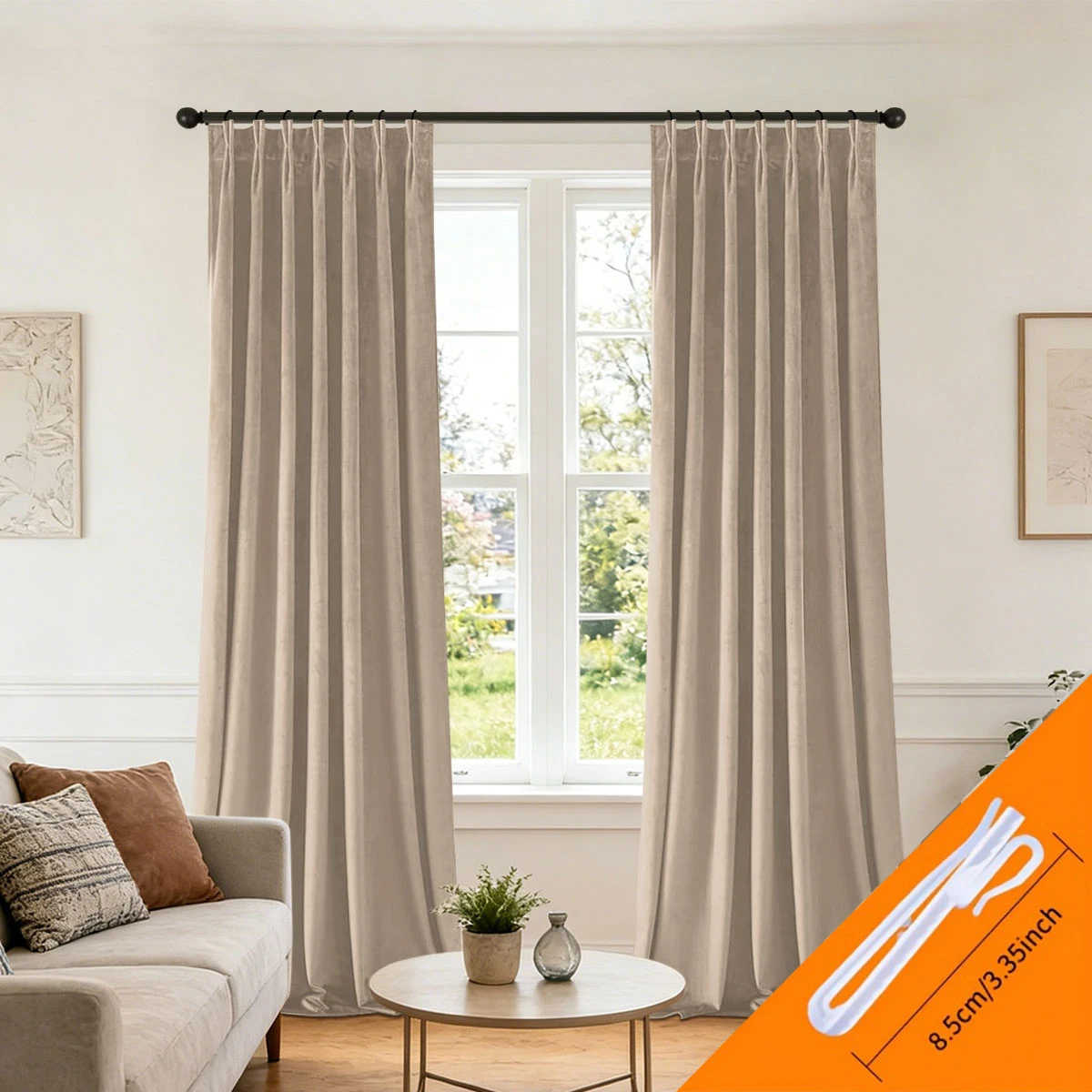 2PCS Warm Greige Velvet Pleated Curtains, Cozy Neutral Boho Style, Light Blocking Privacy Window Curtains for Family Room & Gues
2PCS Warm Greige Velvet Pleated Curtains, Cozy Neutral Boho Style, Light Blocking Privacy Window Curtains for Family Room & Gues
