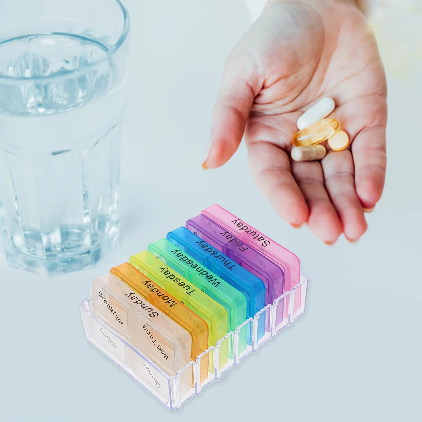 Портативный органайзер для лекарств на 28 отделений, 1 шт., красочный, с разделителями, для ежедневного хранения таблеток и удобной выдачи.
Портативный органайзер для лекарств на 28 отделений, 1 шт., красочный, с разделителями, для ежедневного хранения таблеток и удобной выдачи.