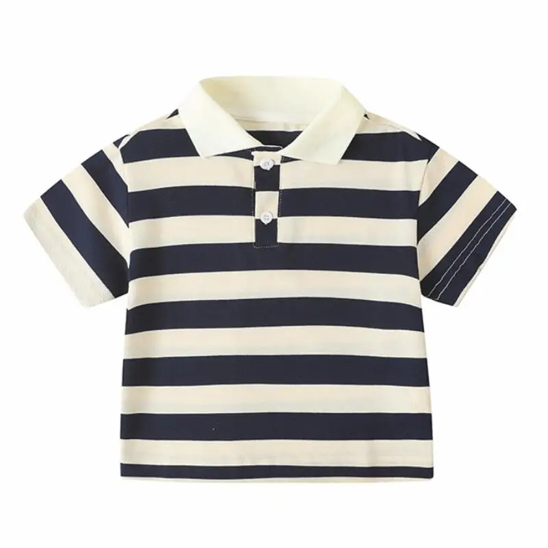 Детская полосатая футболка с коротким рукавом, свободная футболка для девочек, рубашка-поло для мальчиков, повседневные топы, модные детские хлопковые футболки
Детская полосатая футболка с коротким рукавом, свободная футболка для девочек, рубашка-поло для мальчиков, повседневные топы, модные детские хлопковые футболки