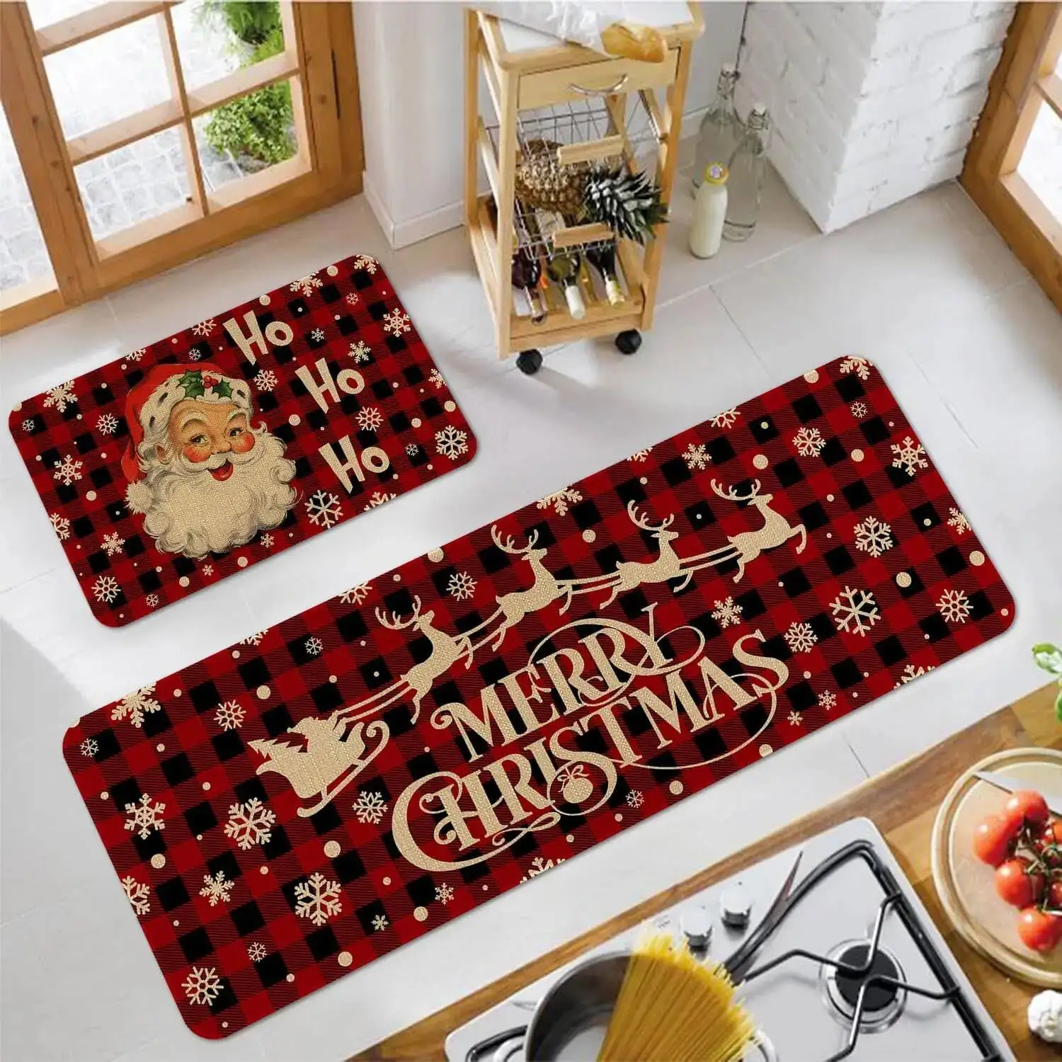 2Pc VIKAMA Christmas Santa Snowman Carpet Home Decor, Non-Slip Dirt-Proof, Entry Door And Kitchen Festive Atmosphere Mat Set
2Pc VIKAMA Christmas Santa Snowman Carpet Home Decor, Non-Slip Dirt-Proof, Entry Door And Kitchen Festive Atmosphere Mat Set