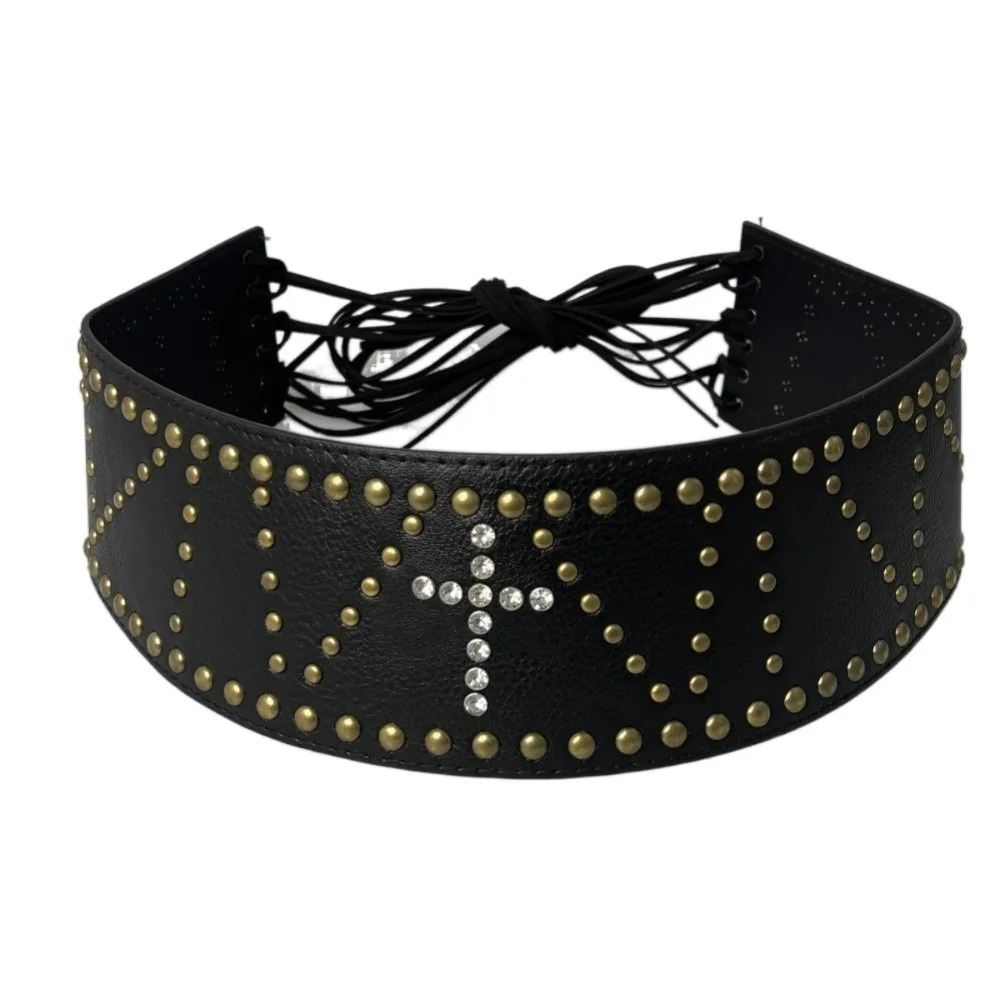 American Vintage Cross Rivet Belt Y2k Wide Leather Waist Belt Black Heavy-Duty Women's Dress Belt Waist Accessories
American Vintage Cross Rivet Belt Y2k Wide Leather Waist Belt Black Heavy-Duty Women's Dress Belt Waist Accessories