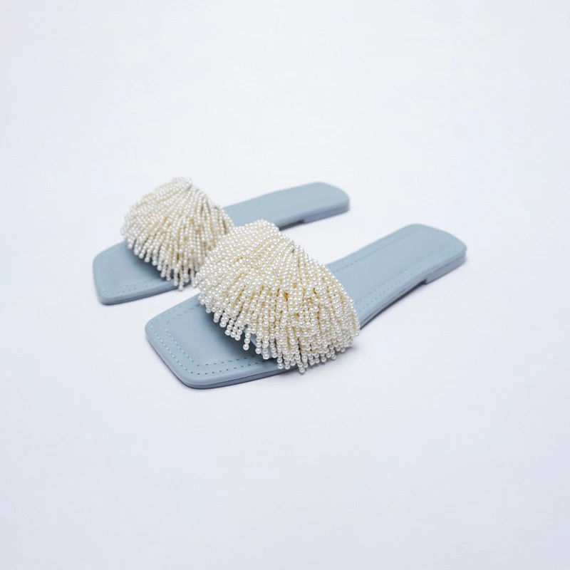 2022 Summer Women's Flats Slippers Fashion New Holiday Beach Flip Flops Handmade Pearl Sandals Female Sky Blue Slides Tide Shoes
2022 Summer Women's Flats Slippers Fashion New Holiday Beach Flip Flops Handmade Pearl Sandals Female Sky Blue Slides Tide Shoes